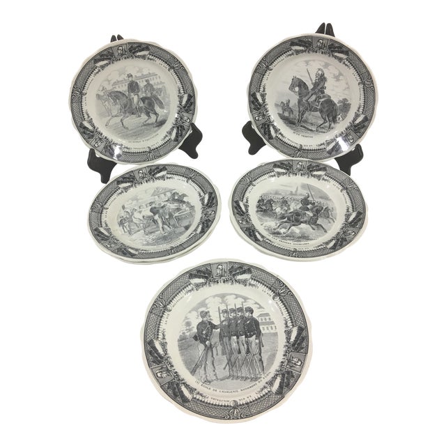 Sarreguemines French Military Life Plates - Set of 7 For Sale