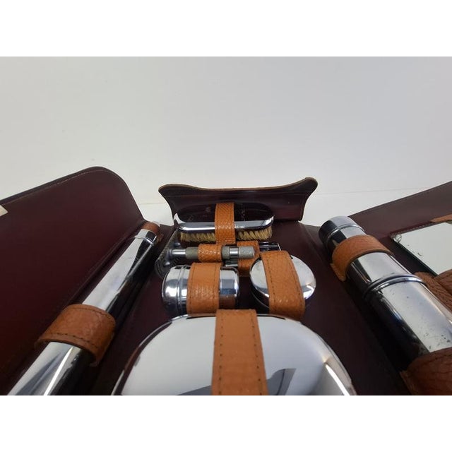 Art Deco Mens Travel Shaving Kit in Leather Case, Czechoslovakia, 1930s For Sale - Image 13 of 18