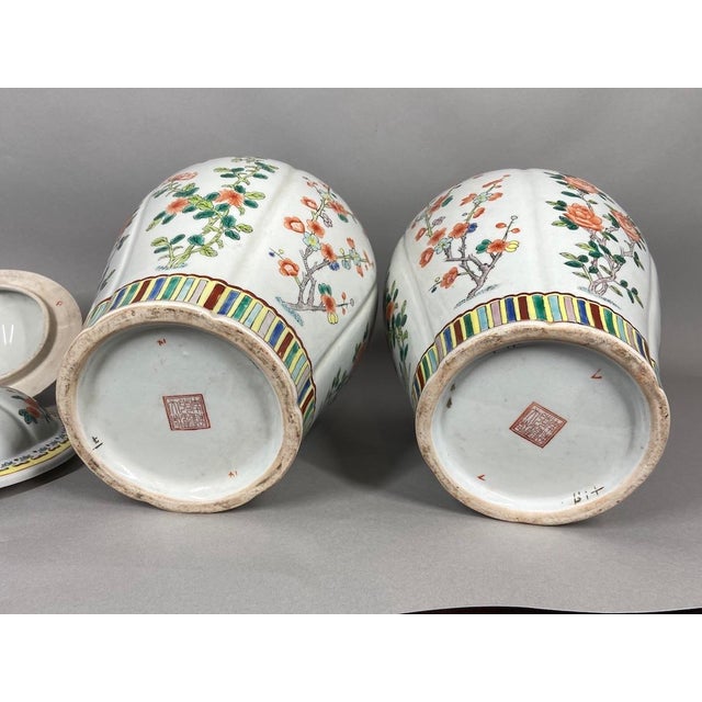 Chinese Mid 20thC Chinese Famille Verte Porcelain Vases - Pair For Sale - Image 3 of 10