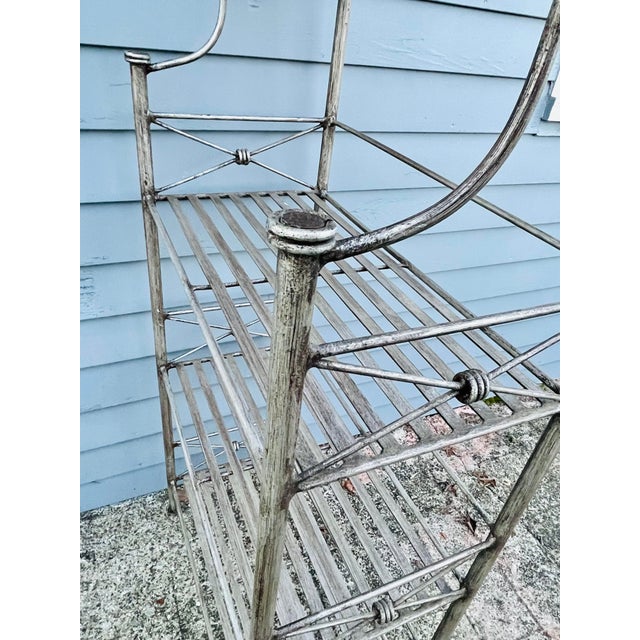Late 20th Century Inspired Vintage Wrought Iron Bakers Rack