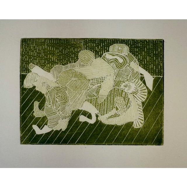 Late 20th Century Untitled (“Looking for a Contact Lens”), Abstract Expressionist, Woodblock Print, Artist Stanley J. Krupa For Sale - Image 5 of 6