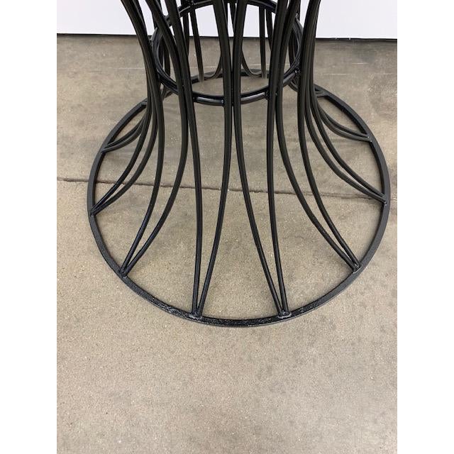 Round Variegated Marble Top Foyer Entry Entrance Table With Black