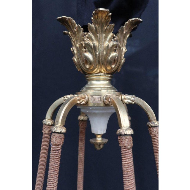 Large Chandelier in Gilded Bronze and Alabaster For Sale - Image 9 of 13