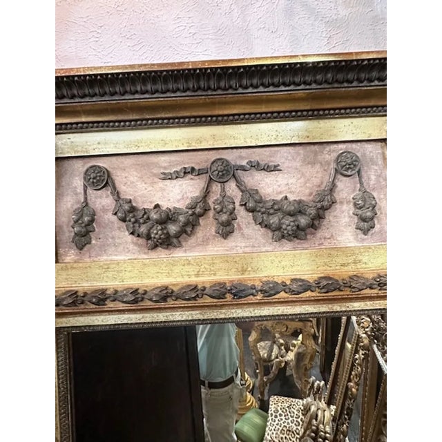 Wood Antique Carved and Painted Swedish Neo-Classical Mirror For Sale - Image 7 of 8