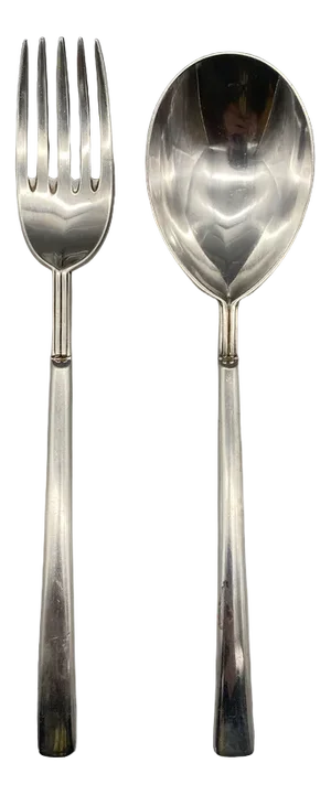 925 Silver Fork and Spoon by Carlo Scarpa for Cleto Munari, 1977, Set of 2