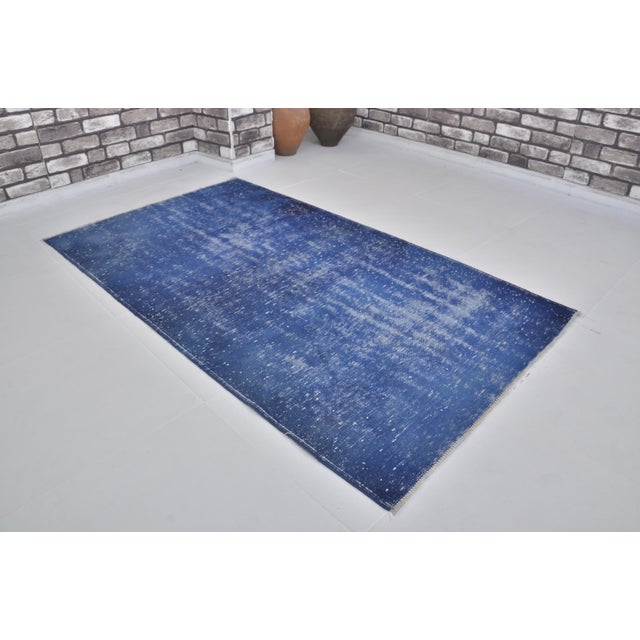 Blue Vintage Handknotted Wool Carpet For Sale In Phoenix - Image 6 of 10