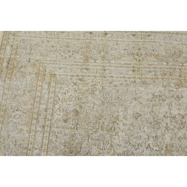 Textile Tabriz Rug 9’9” X 12’2” Beige Wool Vintage Distressed Hand-Knotted Carpet For Sale - Image 7 of 15