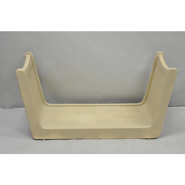 Vintage Mid Century Modern Painted Walnut Waterfall Base Glass Top Coffee Table For Sale - Image 14 of 15