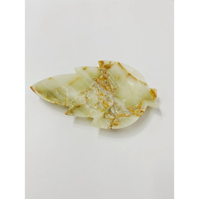 Mid-Century Modern Mid-Century Hand Carved Alabaster Leaf Tray For Sale - Image 3 of 11