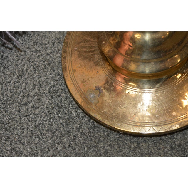 Vintage Pair Tall Brass Floor Candle Stands Holders Candlesticks For Sale - Image 15 of 15