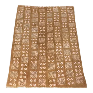 African Brown and Pink Bogolan Textile Mud Cloth 60" H