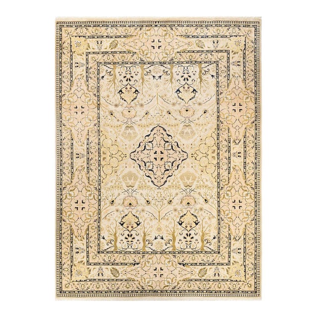 Ivory Eclectic, One-of-a-Kind Hand-Knotted Area Rug in Ivory, 9' 1" x 12' 6" For Sale - Image 8 of 8