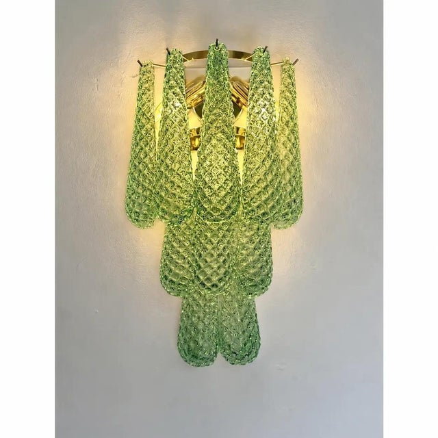 Early 21st Century Graniglia Green Conchiglie Murano Glass Gold Wall Sconce by Simoeng For Sale - Image 5 of 10