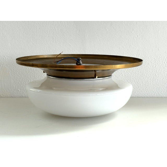 Mid-Century Italian Brass and Glass Flush Mount Light, 1960s For Sale - Image 9 of 16