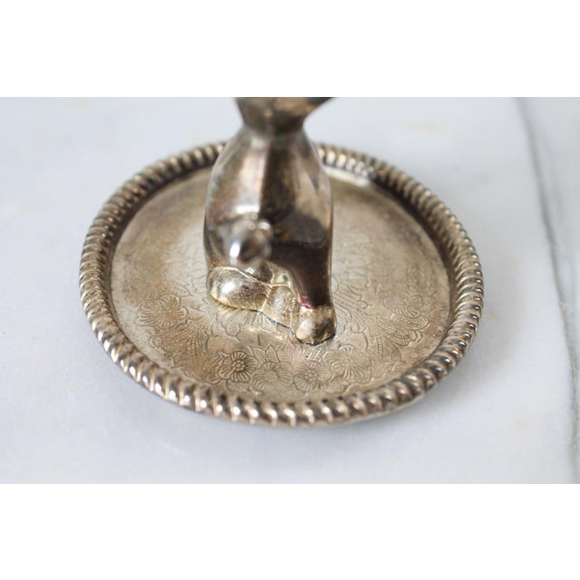 Vintage Silver Plate Cat Ring Holder For Sale - Image 9 of 11