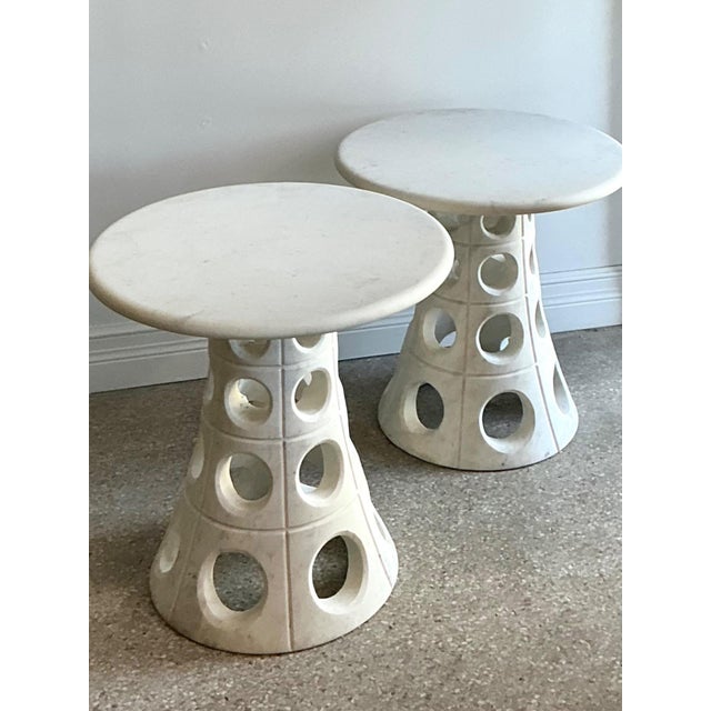 Vintage Italian Marble Cutout Side Tables - A Pair For Sale In West Palm - Image 6 of 14