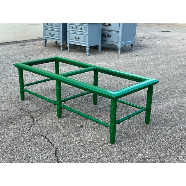 Green Mid Century Faux Bamboo Green Lacquered Coffee Table For Sale - Image 8 of 9