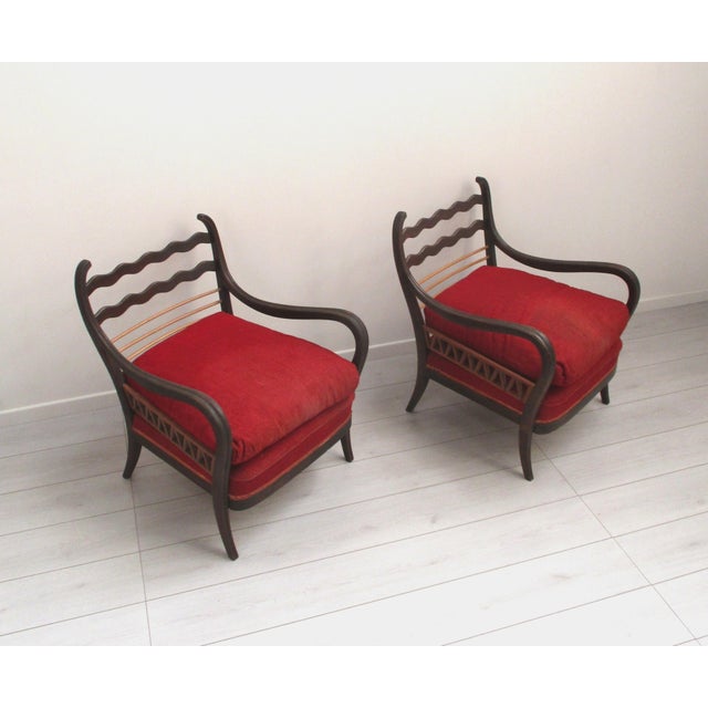 Mid-Century Armchairs by Paolo Buffa, 1940s, Set of 2 For Sale - Image 4 of 6