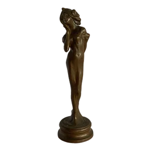 Bronze Female Nymph Art Nouveau Letter Wax Seal Stamp, France 1900