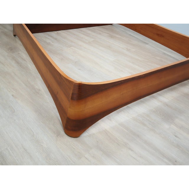 Italian Curved Walnut Bed Frame with Storage Headboard, 1970s For Sale - Image 14 of 18