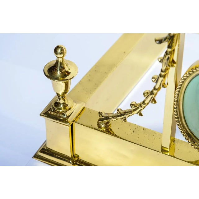 Brass Antique English Brass & Wedgwood Fireplace Fender, 19th C. Regency For Sale - Image 8 of 13