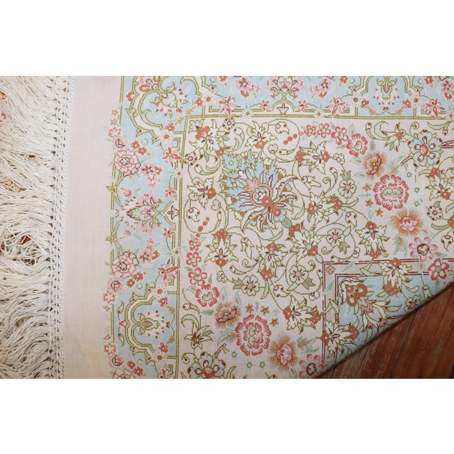 Late 20th Century Late 20th Century Zabihi Collection Rare Square Size Silk Persian Qum Rug - 6'4" x 6'6" For Sale - Image 5 of 12