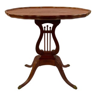 1911 Antique Chippendale Hollywood Regency Mersman Oval Side Table, Mahogany Piecrust Style For Sale