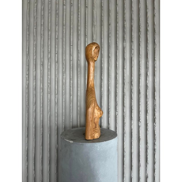 Belgian Artist, Brutalist Abstract Sculpture of a Woman, 1960s, Wood For Sale - Image 6 of 9