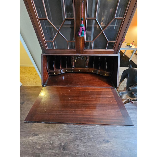 1950s Antique 1950s Maddox Chippendale Mahogany Secretary Desk For Sale - Image 5 of 12