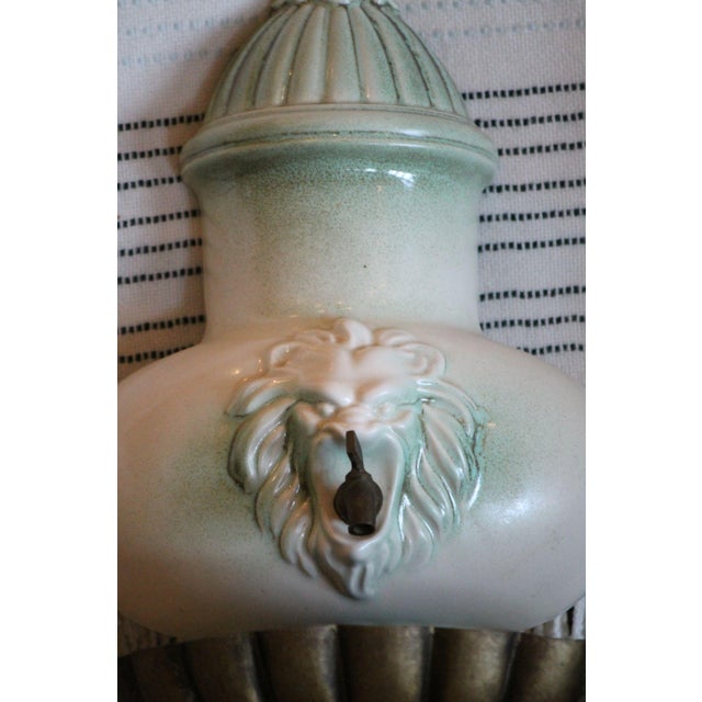 Royal Haeger Rare Royal Haeger Ceramic and Brass Lion Lavobo Fountain For Sale - Image 4 of 11