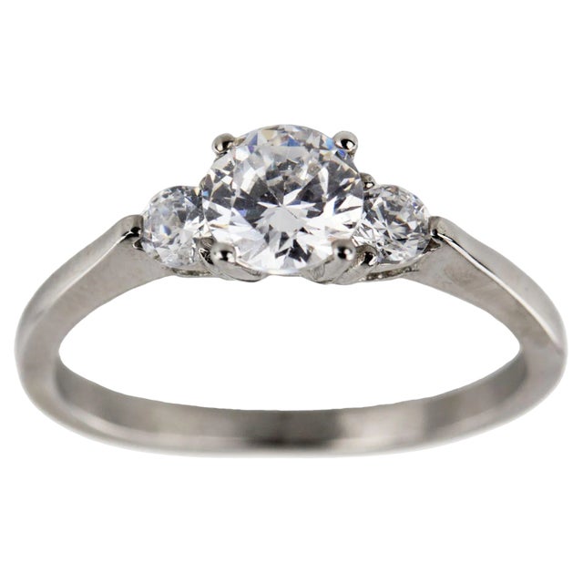 White Metal Ring with White Swarovski Stones For Sale