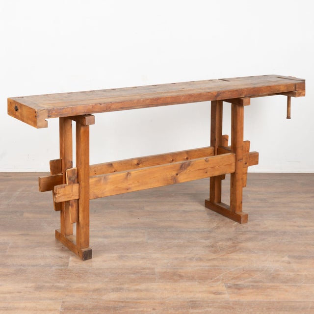 Early 20th Century Rustic Console Table Workbench For Sale - Image 17 of 17