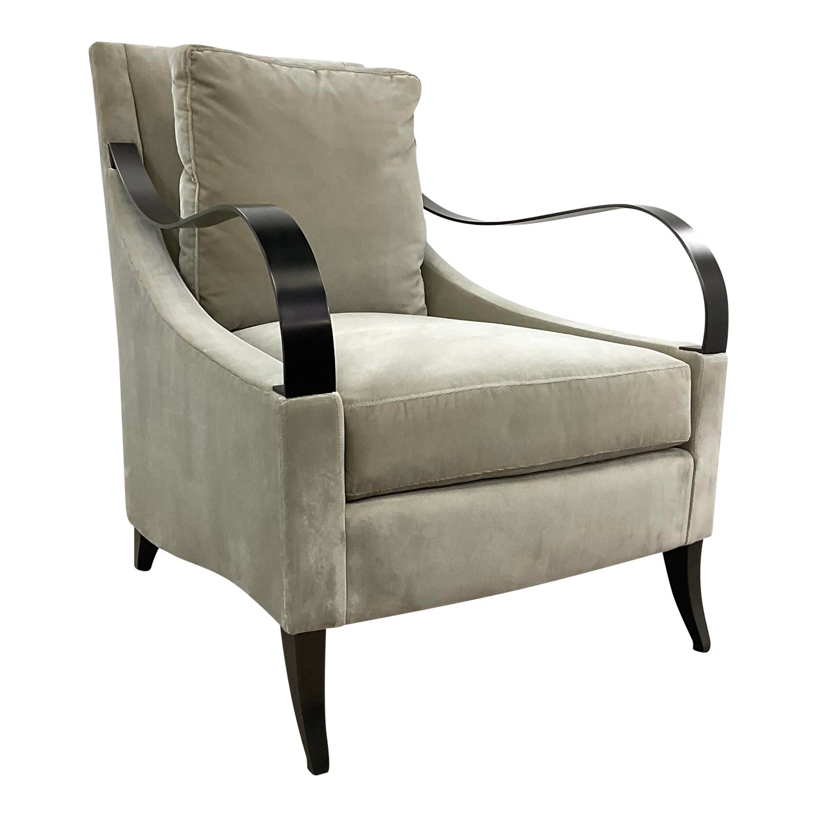Caracole Modern Gray Velvet Slippery Slope Lounge Chair | Chairish