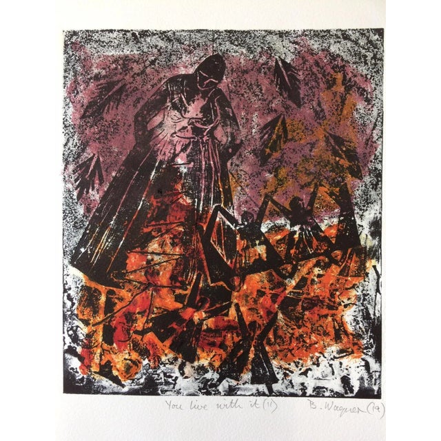 21 x 24cm on Somerset paper. They are collagraph and carborundum prints with monoprint background.