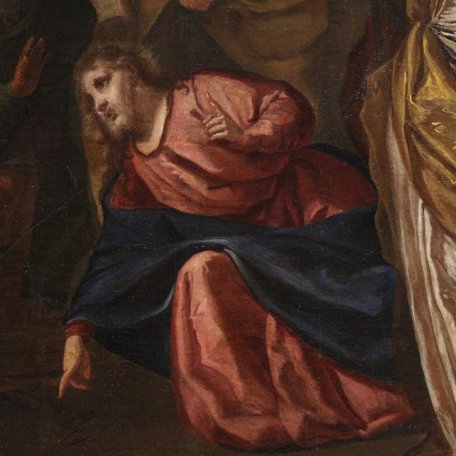 Venetian Artist, Christ and the Adulteress, 1590, Oil on Canvas For Sale - Image 6 of 16
