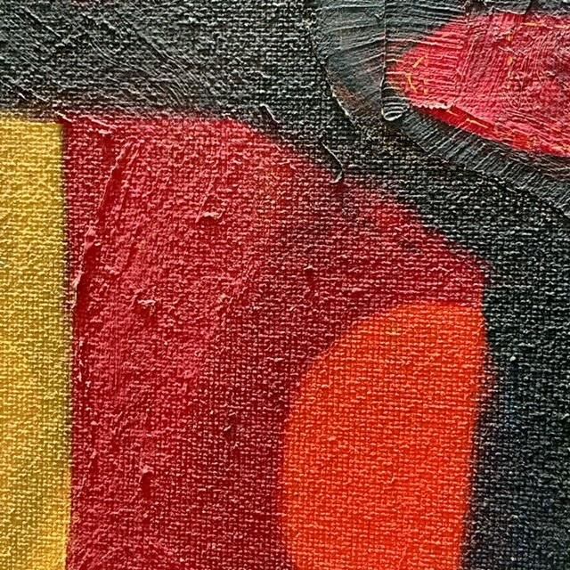 Vintage Boho Geometric Abstract Oil Painting on Board For Sale In West Palm - Image 6 of 10