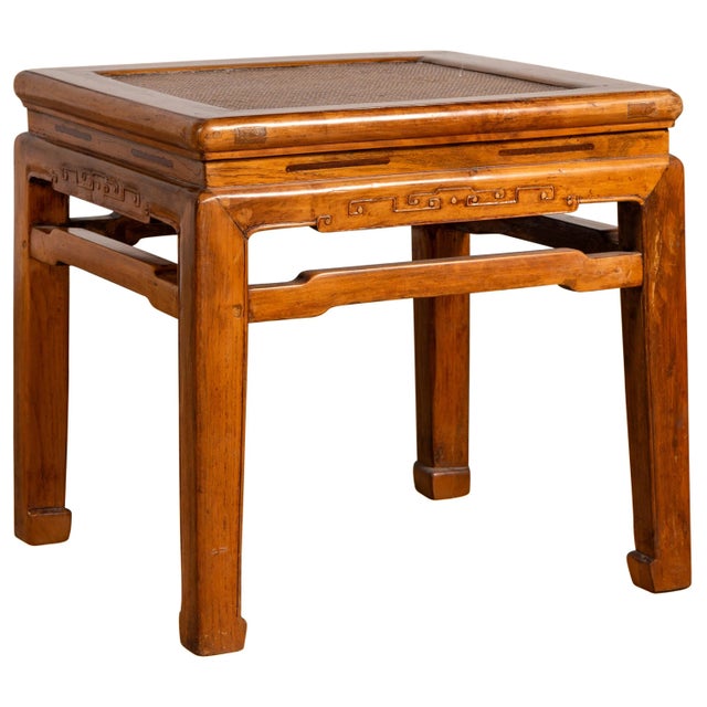 Antique Chinese Ming Style Elmwood Waisted Side Table with Horsehoof Legs For Sale - Image 13 of 13
