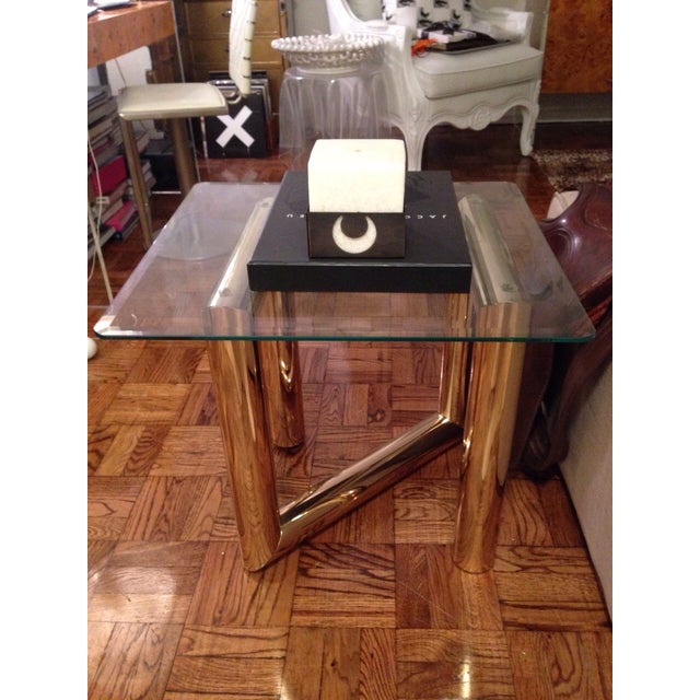Karl Springer Attributed Z-Shaped Side Tables - a Pair For Sale - Image 4 of 5