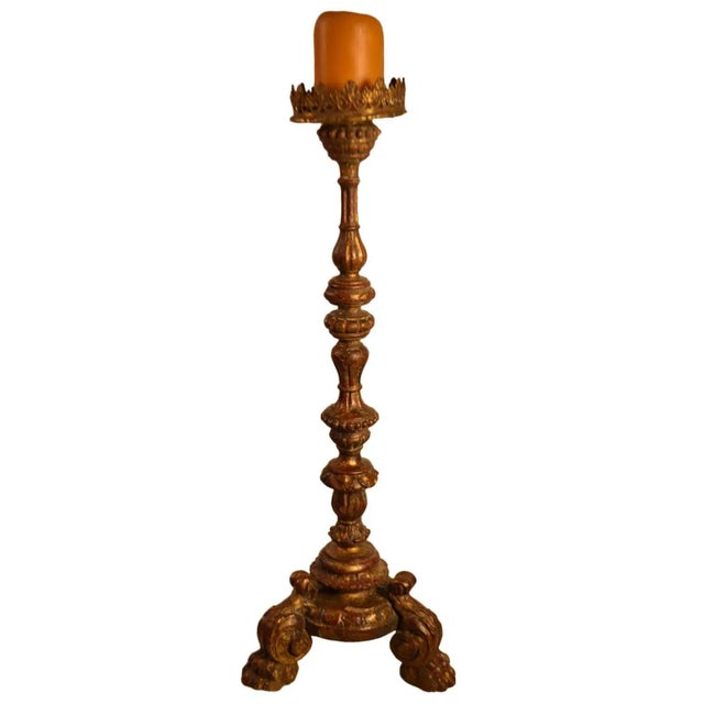 17th Century Louis VIII Giltwood Candlestick For Sale - Image 5 of 5