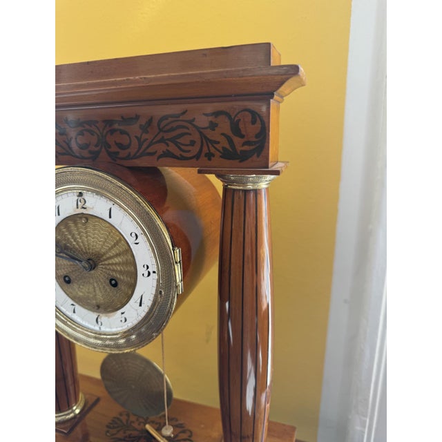 Biedermeier Portico Chest of Drawers Clock For Sale - Image 4 of 11