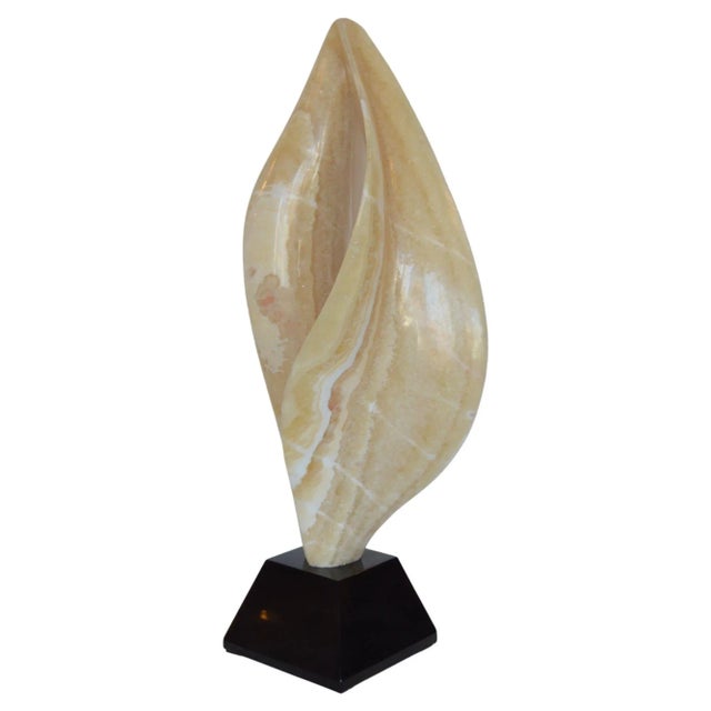 Contemporary Vintage Abstract Onyx Flame Sculpture For Sale - Image 3 of 7