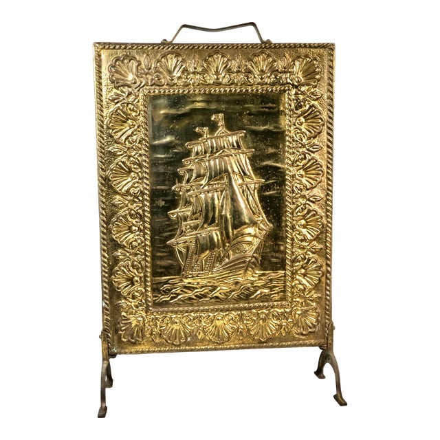Vintage Clipper Brass Fireplace Nautical Decoration Mariner Ship