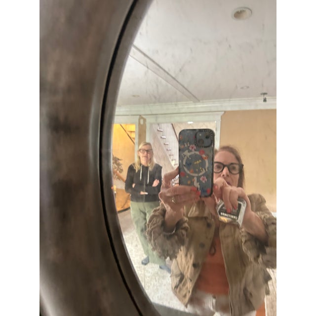 Monumental Dark Grey Chunky Round Mirror by Julian Chichester For Sale - Image 9 of 10