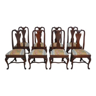 Set of 8 Saybolt Cleland English Walnut Queen Anne Dining Chairs For Sale