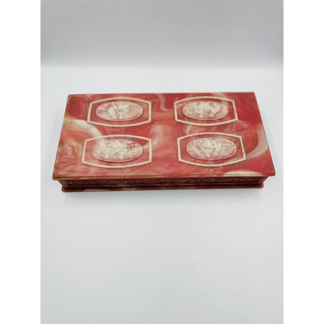 Mid 20th Century Incolay Stone Jewelry Box “Cameo” in Dark Rose For Sale In Los Angeles - Image 6 of 13