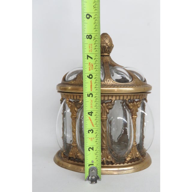 Brass and Bubble Glass Lidded Dome Caged Apothecary Jar Humidor Trinket 4628b For Sale - Image 12 of 18