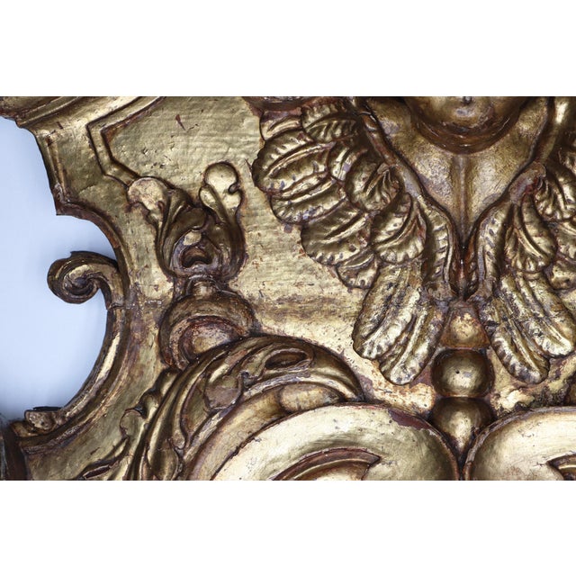Large Portuguese Antique Wooden Cherub, Baroque Gold Leaf Angel, 18th Century, Sacred Sculpture For Sale - Image 10 of 12