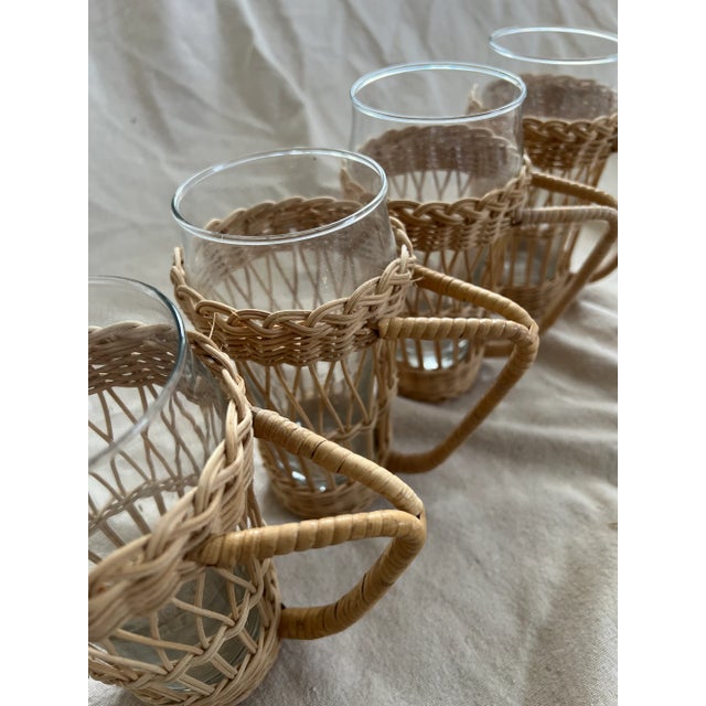Vintage Tall Wicker Glasses- Set of 4 For Sale In New York - Image 6 of 10