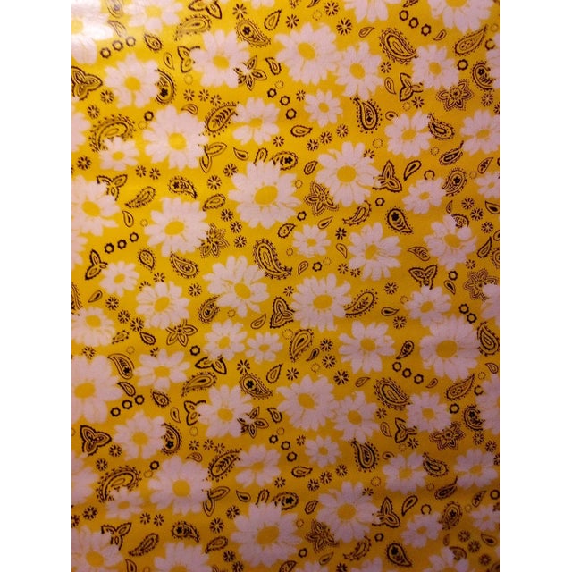 Plastic United DeSoto Yellow Daisy Paisley 1970s Vintage Wallcovering For Sale - Image 7 of 9