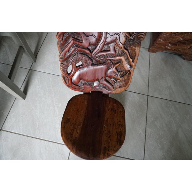 1980s Hand-Carved Malawian Wildlife Chair | Sculptural Folk Art Accent Chair For Sale - Image 9 of 9